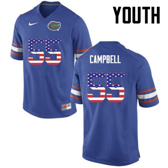 Youth Florida Gators #55 Kyree Campbell NCAA Nike Blue USA Flag Fashion Authentic Stitched College Football Jersey BQZ4162IB